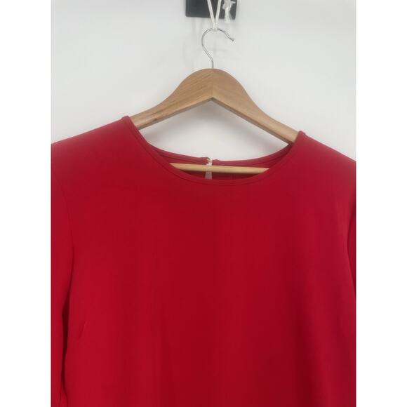 Mud Pie Women’s Large Red Long Bell Sleeve Button Keyhole Back Short Shift Dress - Picture 4 of 10